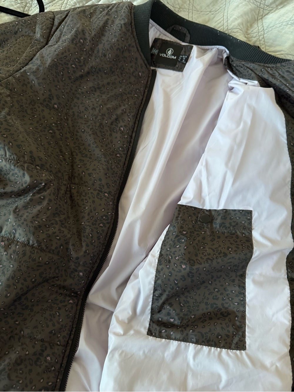 Volcom Puff Off Jacket- Quilted Puffer Jacket with Subtle Leopard Print